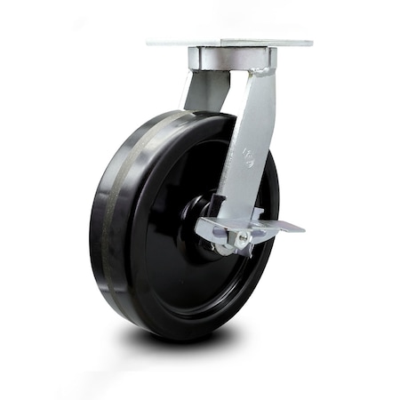 Service Caster 12 Inch Extra Heavy Duty Phenolic Wheel Swivel Caster with Brake and Swivel Lock SCC-KP92S1230-PHR-SLB-BSL
